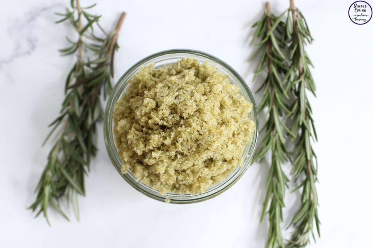 homemade scalp scrub looking down from above