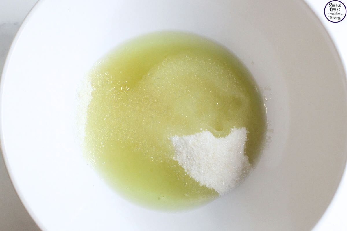 homemade scalp scrub adding the sugar