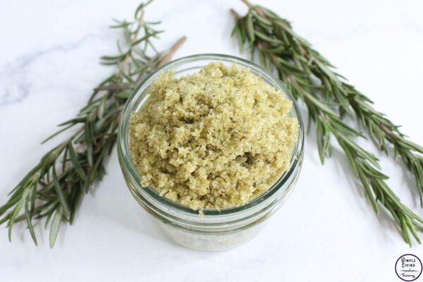 homemade scalp scrub in a glass jar ready to use