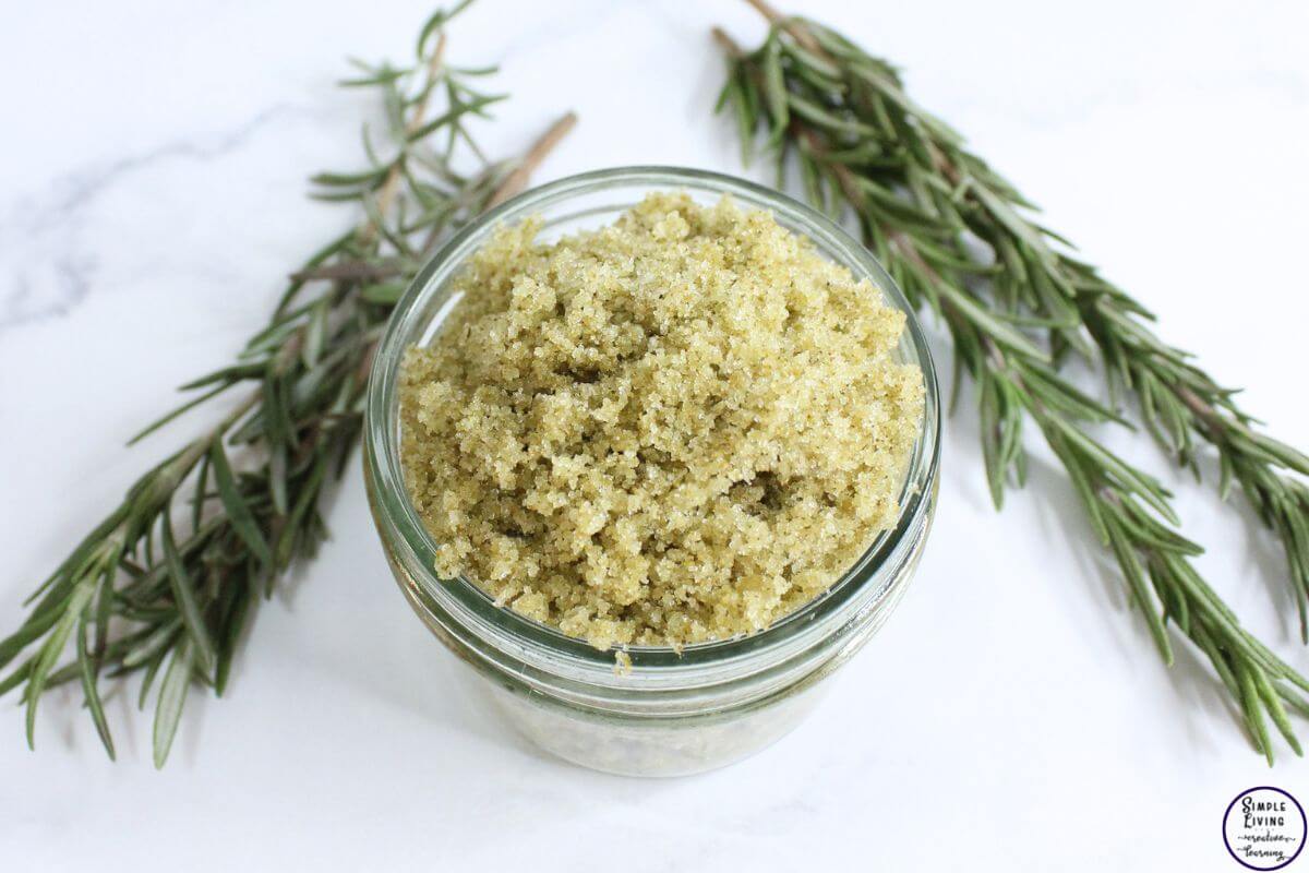 homemade scalp scrub in a glass jar ready to use