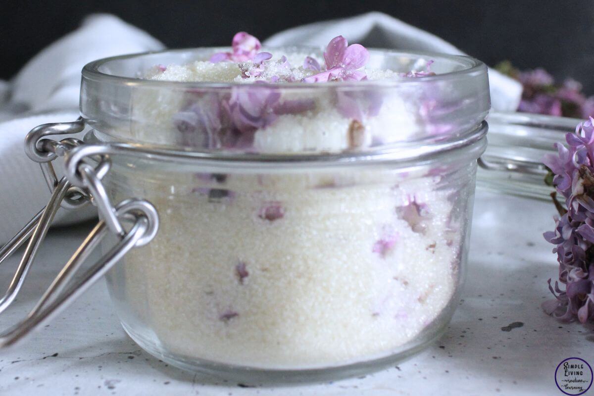 Homemade Lilac Sugar ready to use