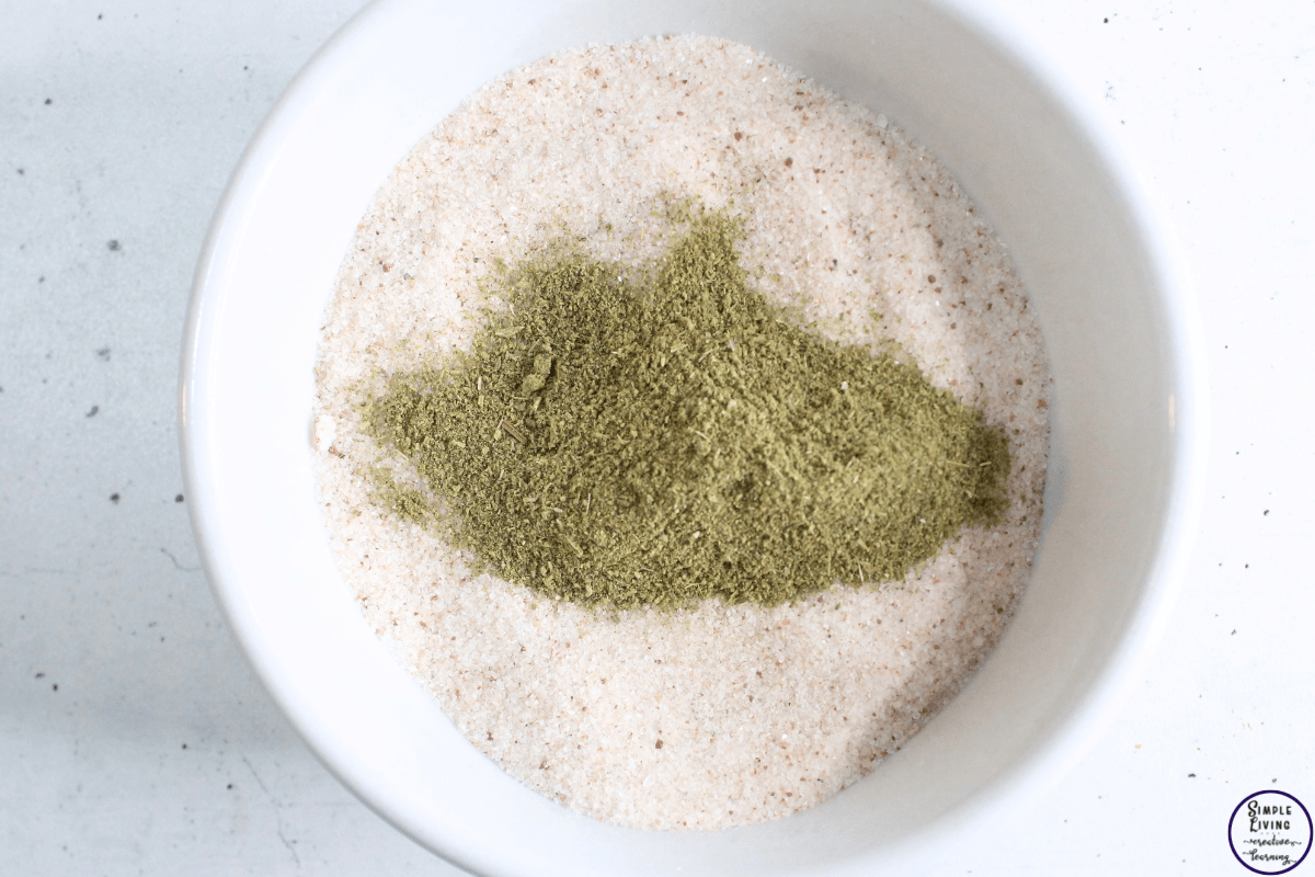 Herb Salt Recipe mixing with salt