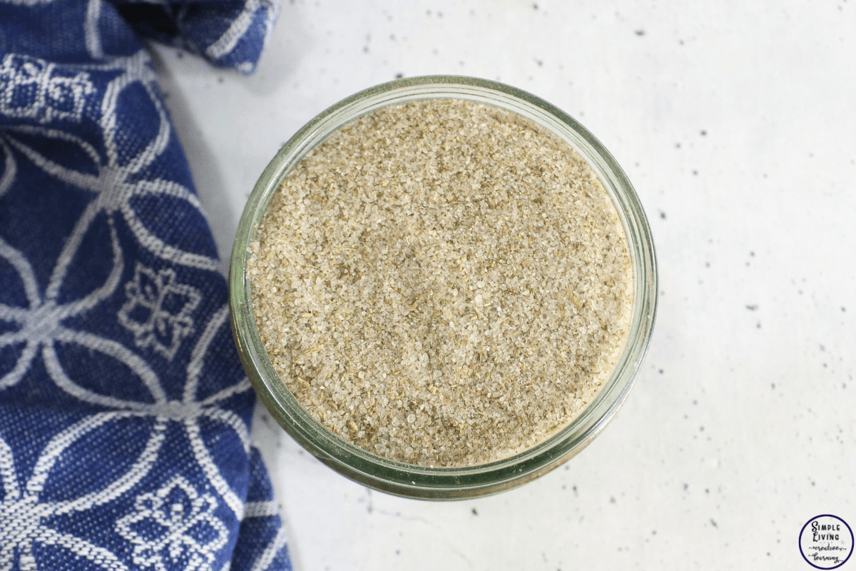 Herb Salt Recipe looking down on jar