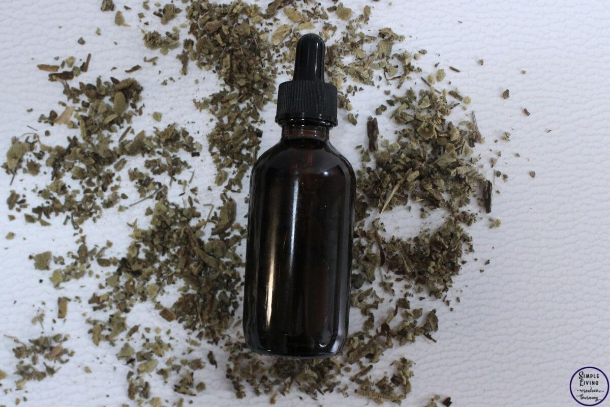 How to Make Mullein Tincture in a bottle laying down