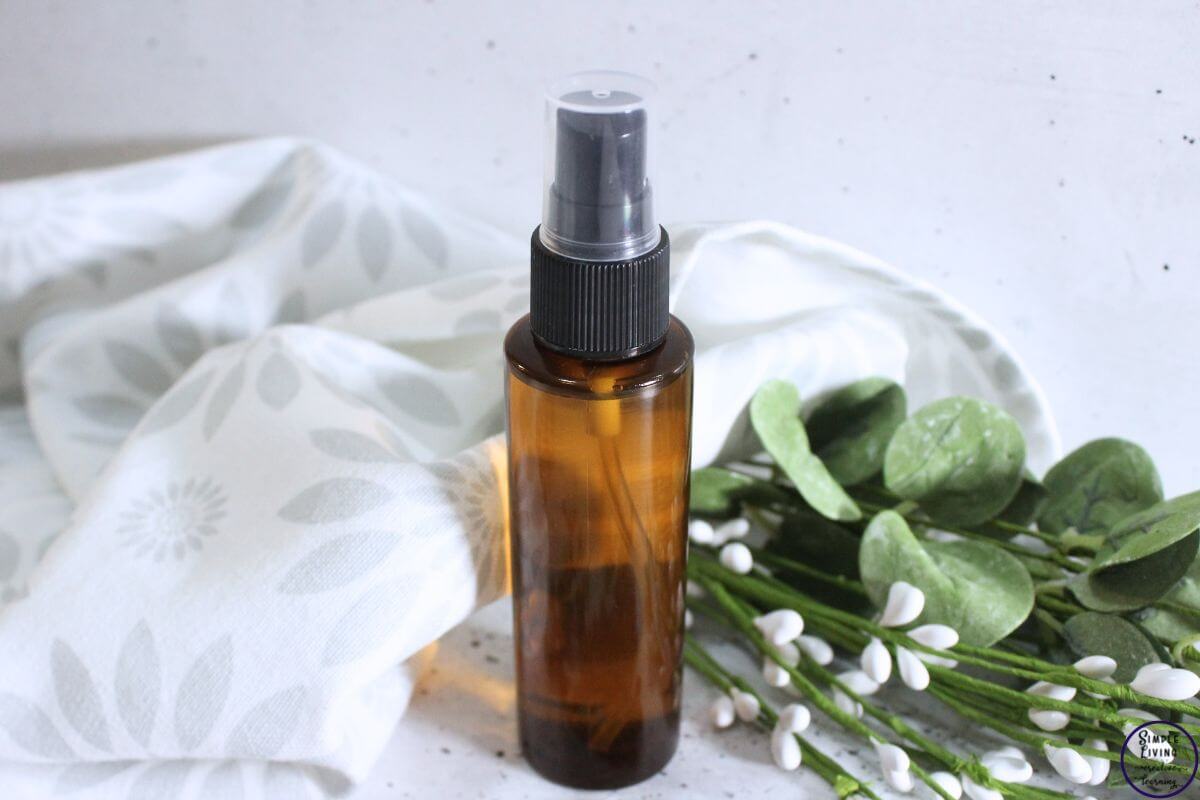 Homemade Rose Hydrosol or rose water in a glass jar